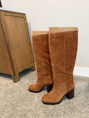 Vince Camuto Tall Suede Over-the-Knee Boots - Cognac Brown
